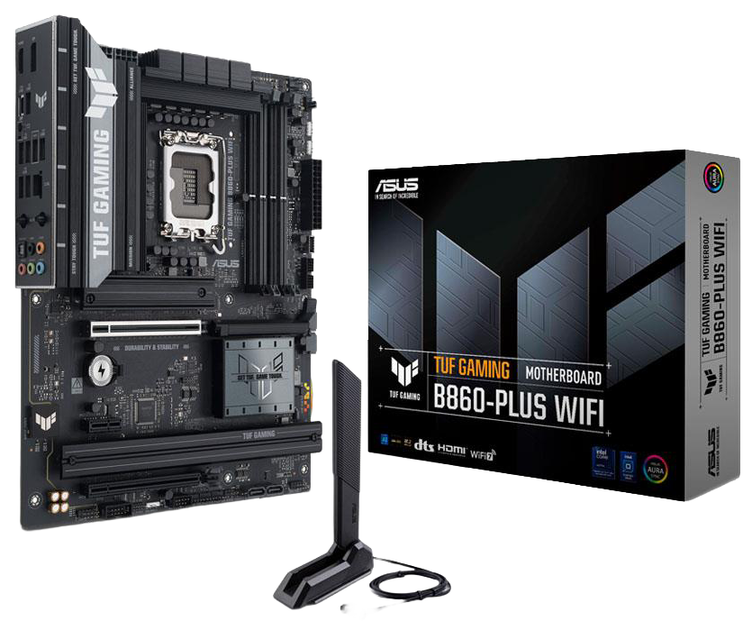ASUS TUF GAMING B860-PLUS WIFI Intel B860 LGA1851 DDR5 8666 DP HDMI Type-C 3x M2 USB3.2 Gen 2x2 WiFi 7 + BT AURA RGB 2.5Gbit LAN ATX 12+1+2+1 Güç Aşamaları, 1xGen5 M.2, Ready for Advanced AI PC