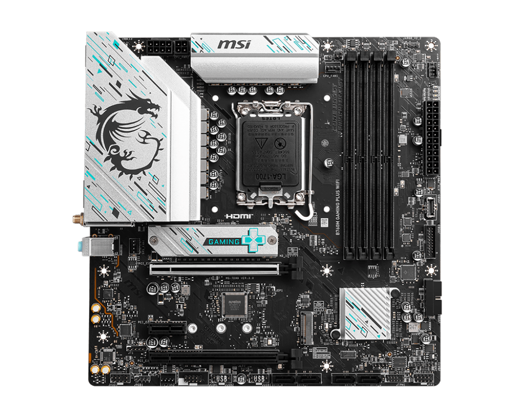 MSI B760M GAMING PLUS WIFI SOKET 1700 DDR5 6800(OC) PCI-E M.2 USB3.2 HDMIDP 1X 2.5G LAN WI-FI 6E MATX