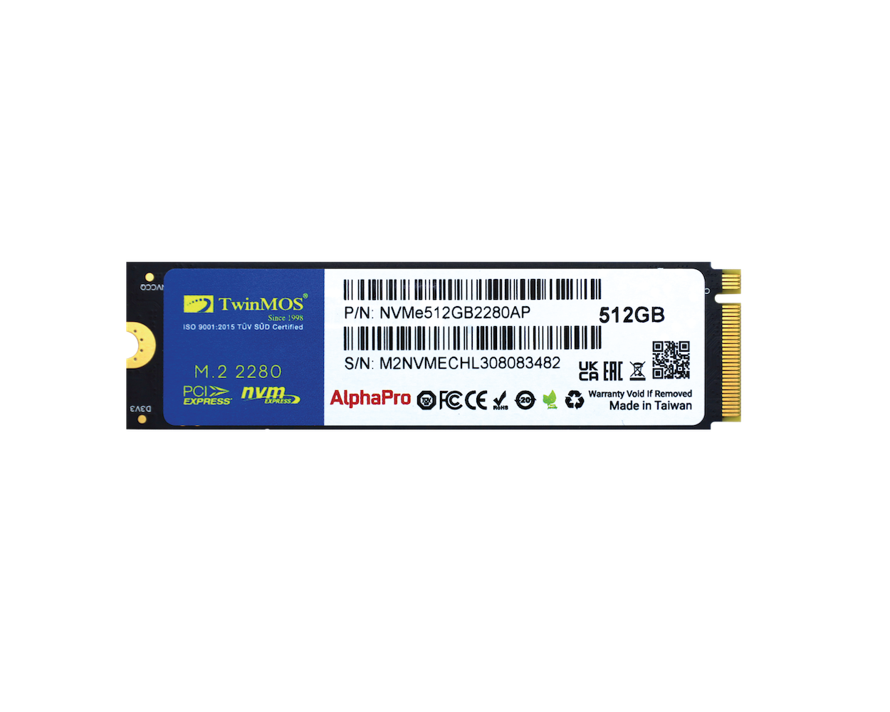 Ssd PCIe Nvme 512GB-TwinMOS NVMe512GB2280AP 3600/3000MB/s