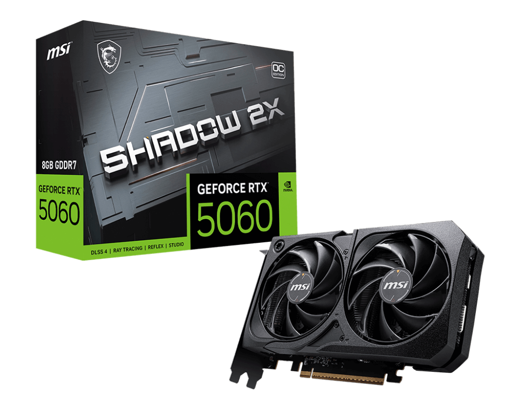 MSI VGA GEFORCE RTX 5060 8G SHADOW 2X OC RTX5060 8GB GDDR7 128B DX12 PCIE 5.0 X16 (3XDP 1XHDMI)