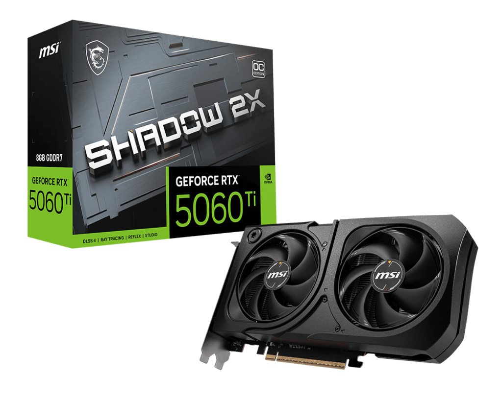 MSI VGA GEFORCE RTX 5060 TI 8G SHADOW 2X OC PLUS RTX5060TI 8GB GDDR7 128B DX12 PCIE 5.0 X16 (3XDP 1XHDMI)