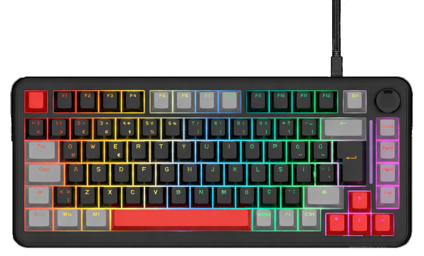 Quantum Gaming MechaCore Oetemu Hot-Swap Switch RGB Red Switch Kablolu Mekanik Klavye