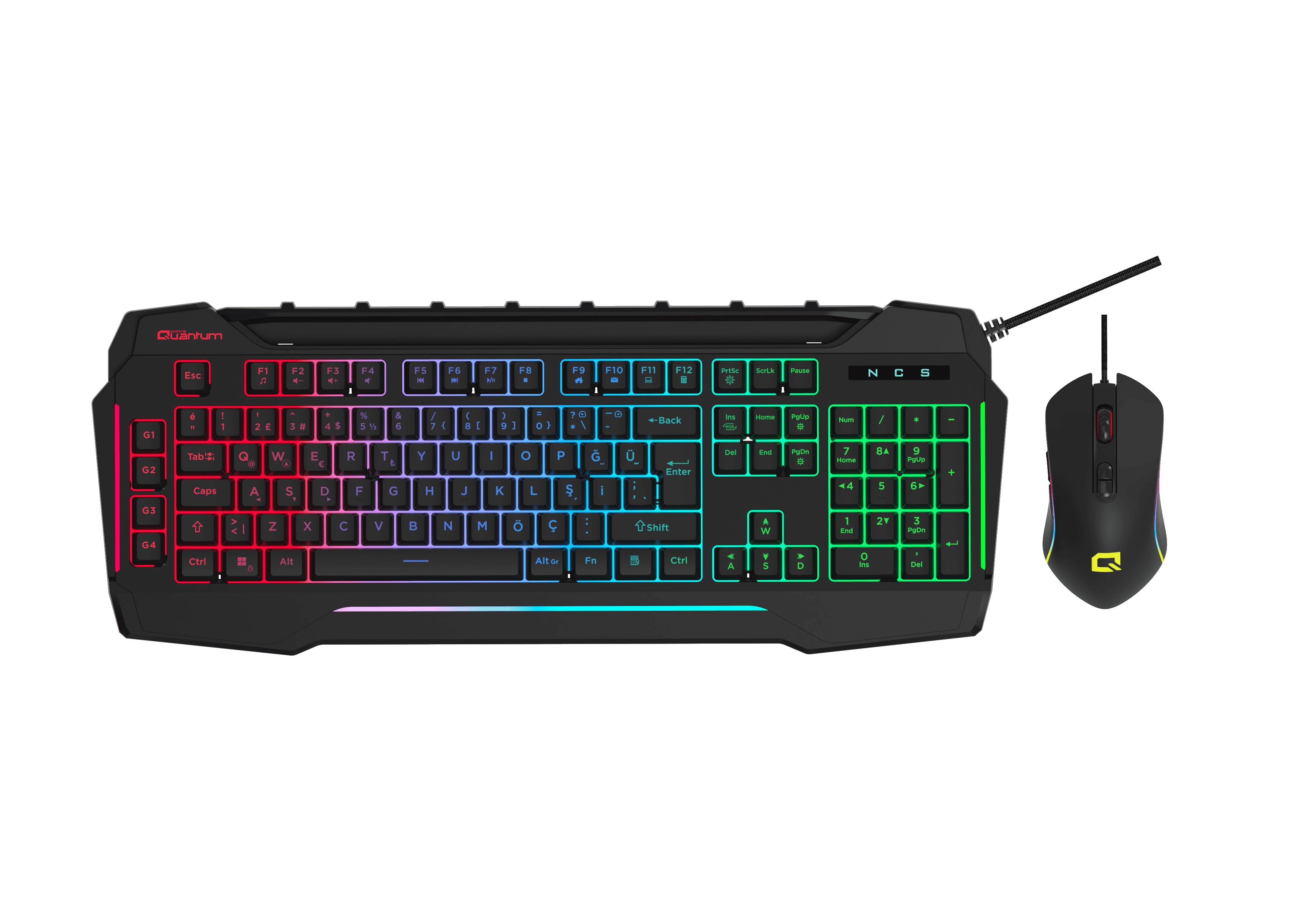 Quantum Gaming Dual Strike RGB Klavye RGB 12800 DPI Mouse Kablolu Combo Set 2