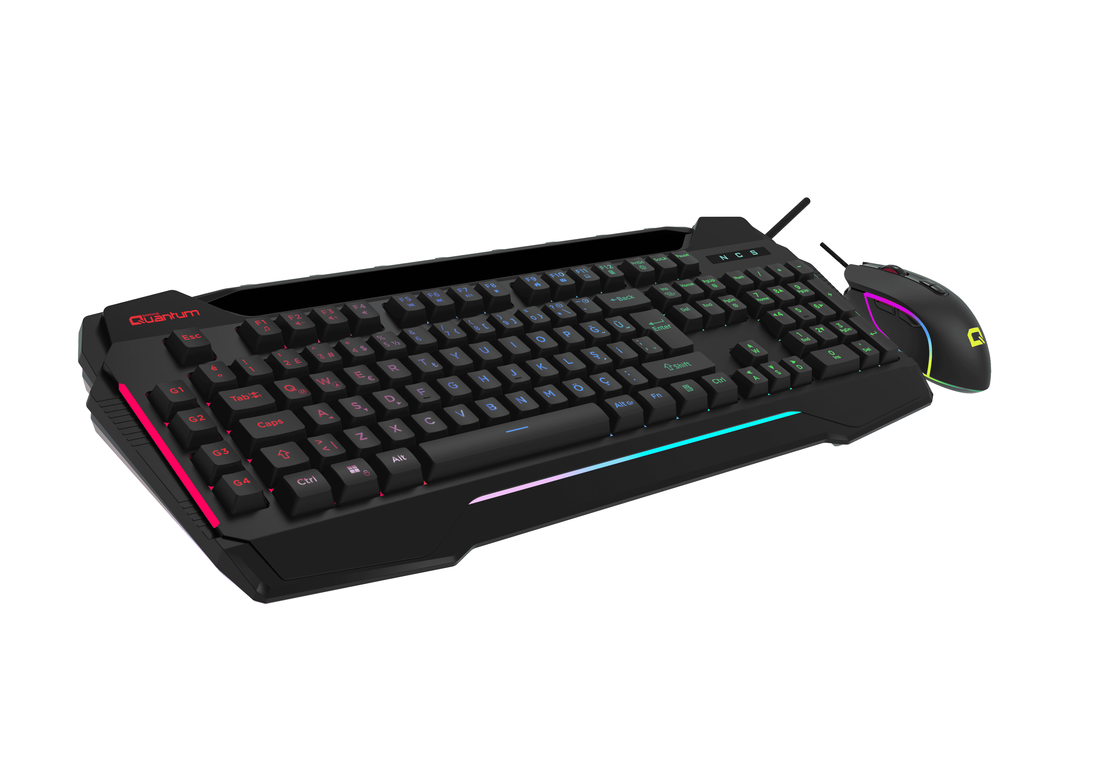 Quantum Gaming Dual Strike RGB Klavye RGB 12800 DPI Mouse Kablolu Combo Set 3
