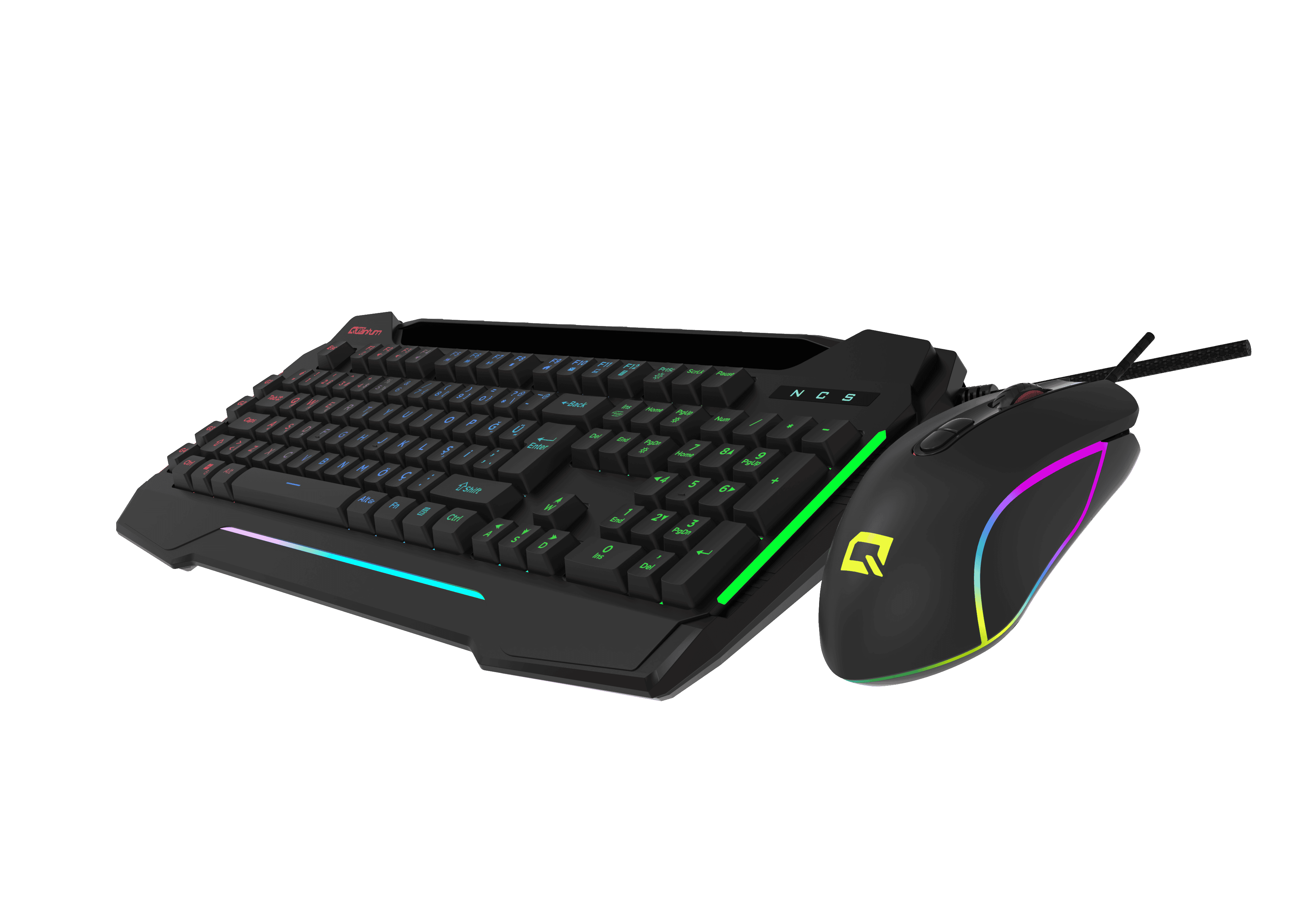 Quantum Gaming Dual Strike RGB Klavye RGB 12800 DPI Mouse Kablolu Combo Set 4