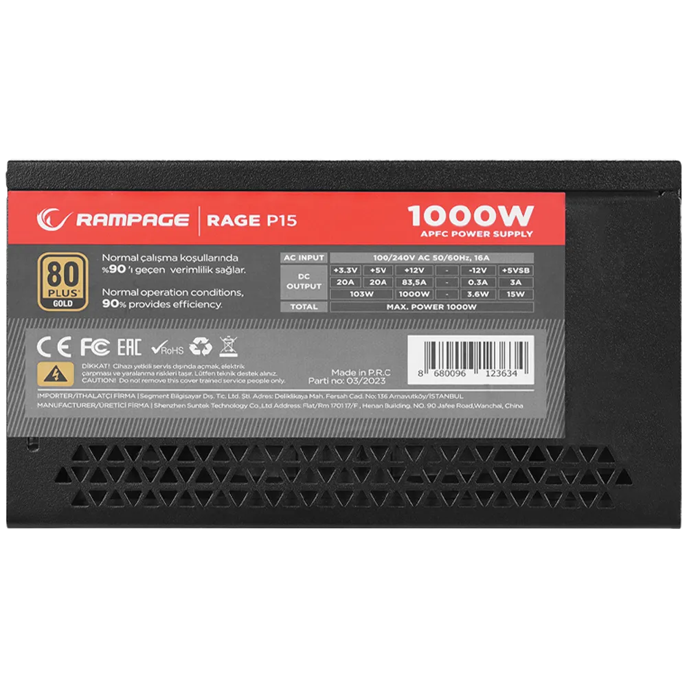 RAMPAGE 1000W 80+ GOLD RAGE P15 PCIE 5.0 TAM MODÜLER POWER SUPPLY 2