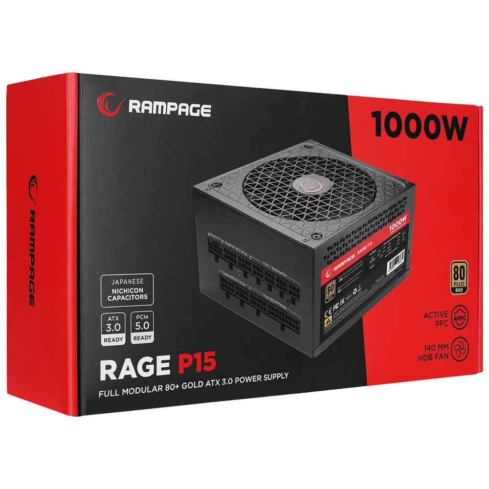 RAMPAGE 1000W 80+ GOLD RAGE P15 PCIE 5.0 TAM MODÜLER POWER SUPPLY 4