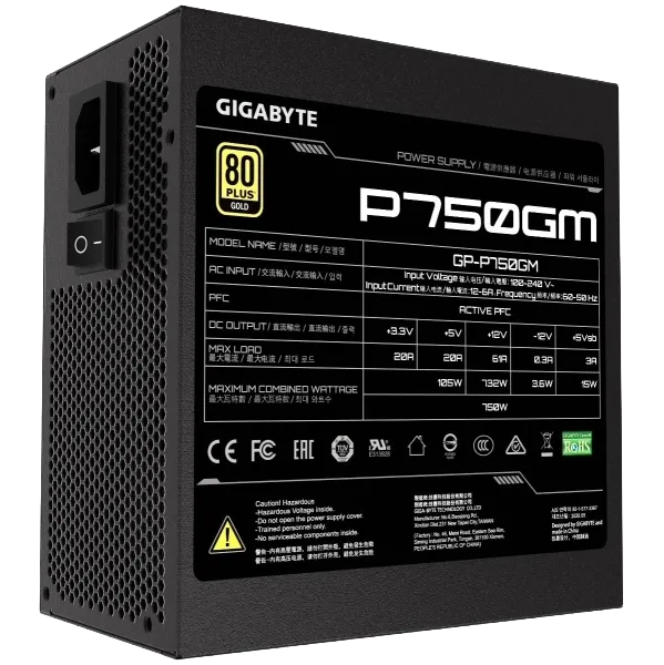 GIGABYTE 750W 80  GOLD GP-P750GM 13.5cm Fanlı Tam Modüler Power Supply Japon Kapasitör 2