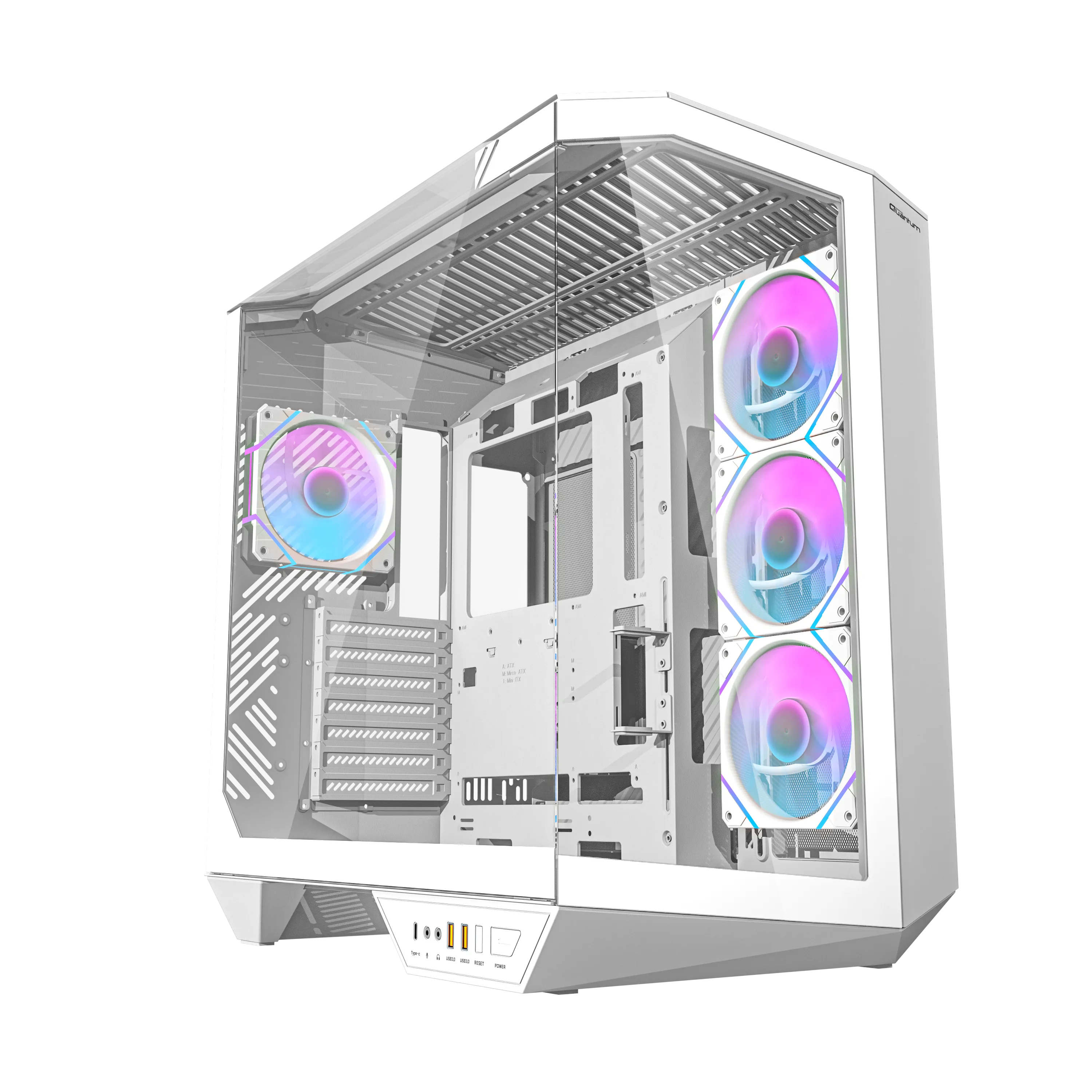 Quantum Proxima TYPE-C+2xUSB3.0+HD Audio 4xARGB Fan 390mm VGA Temperli Cam 850W Beyaz