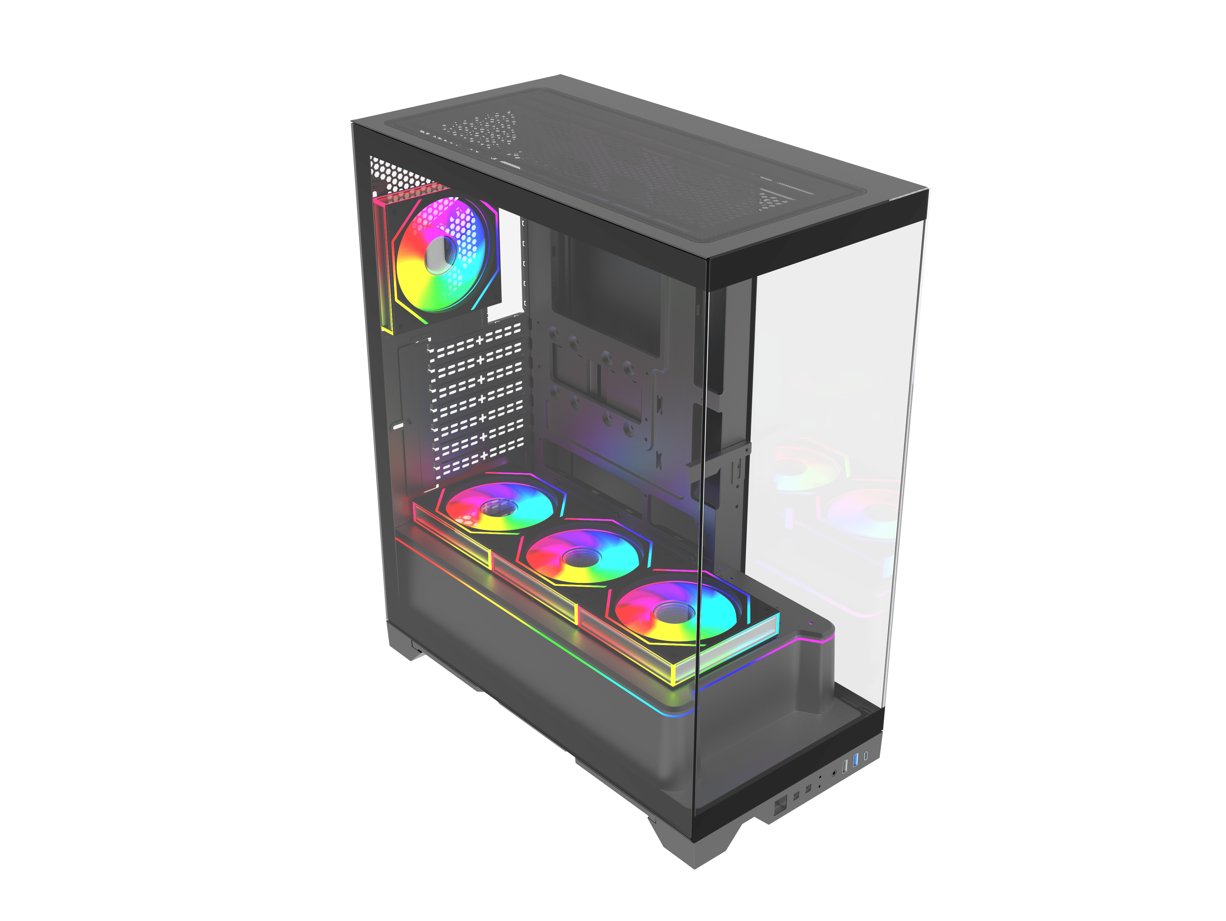 Quantum Gaming Shadowforge Type-C 4x ARGB Fan Full Size ATX Siyah Çelik Gövde PSU'SUZ Gaming Kasa