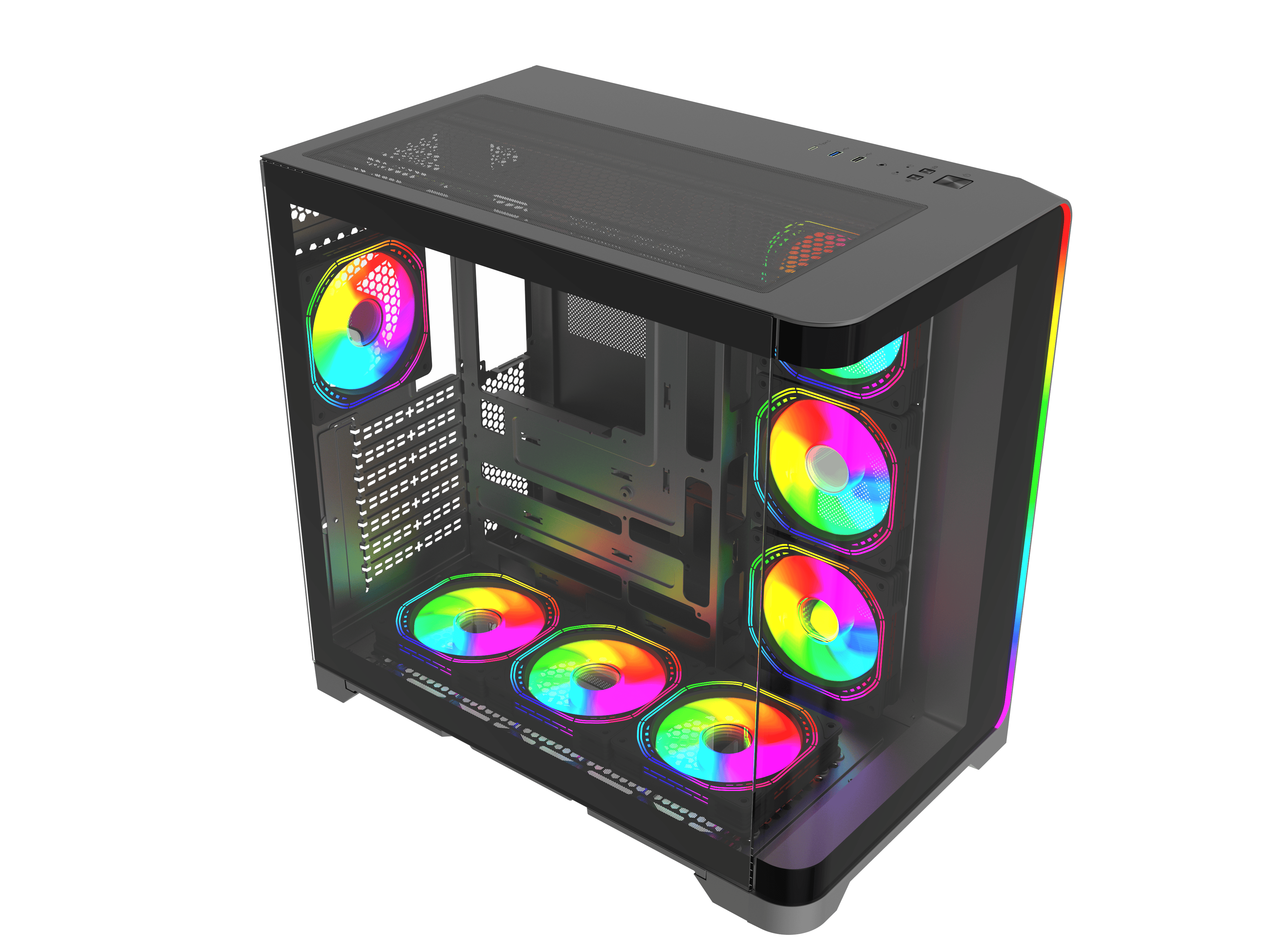 Quantum Gaming Stormforge Type-C 7x ARGB Fan Full Size ATX Siyah Çelik Gövde PSU'SUZ Gaming Kasa 2