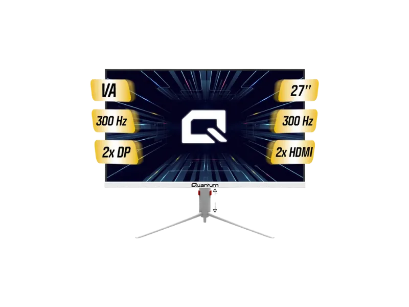 Quantum Pearl MG27W-A FHD VA 300Hz 1ms 2xHDMI+2xDP Dahili Hoparlör 27" Flat Beyaz Yükseklik ayarli Gaming Monitör QNMNT10F080958